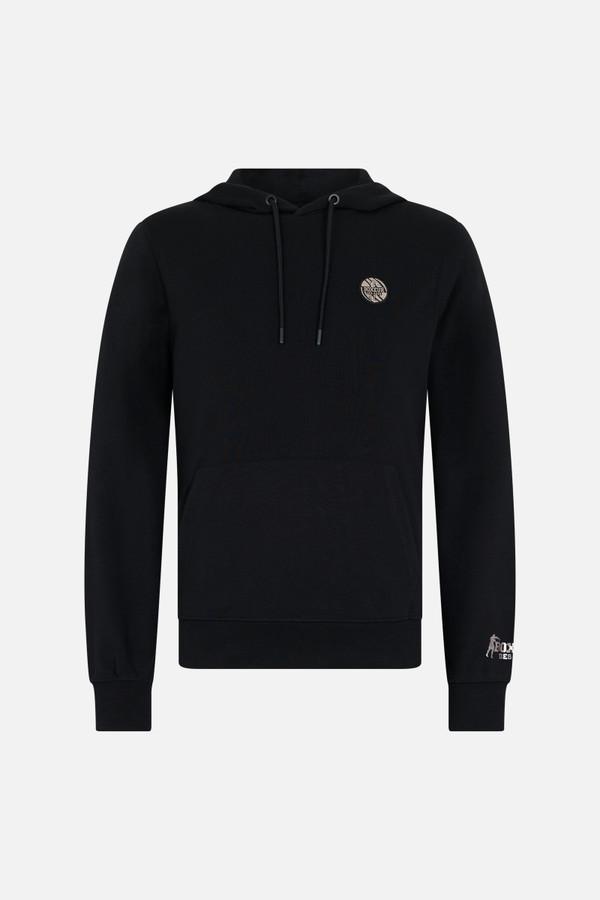 Felpa Nera Con Cappuccio