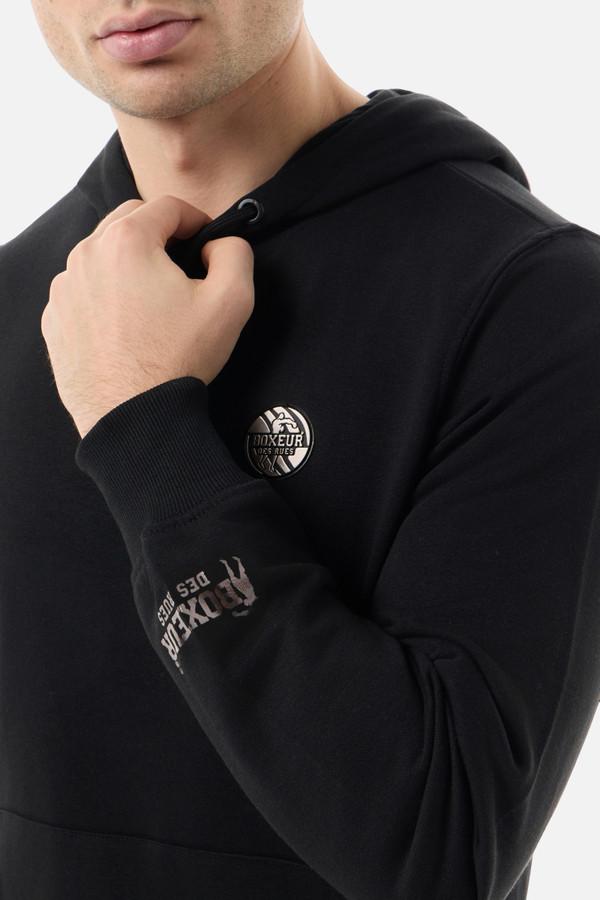 Felpa Nera Con Cappuccio