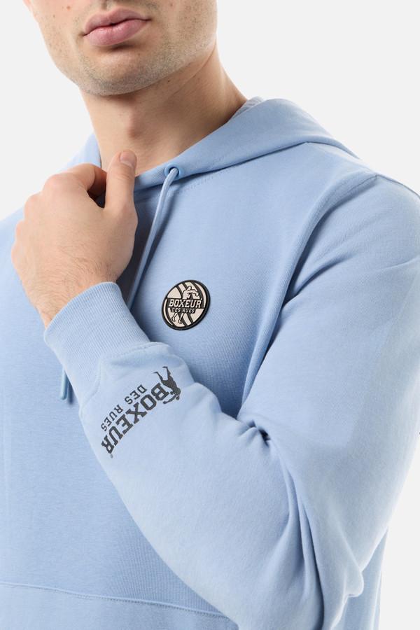 Felpa Azzurra Con Cappuccio