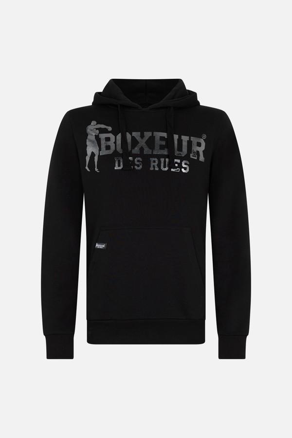 Felpa Logo Con Cappuccio Black-Titanium