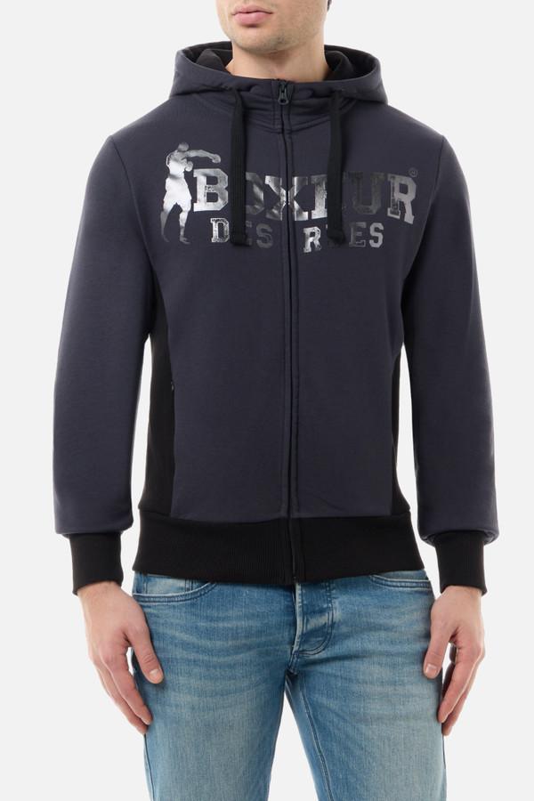 Felpa Logo Anthracite-Titanium Con Cappuccio E Zip