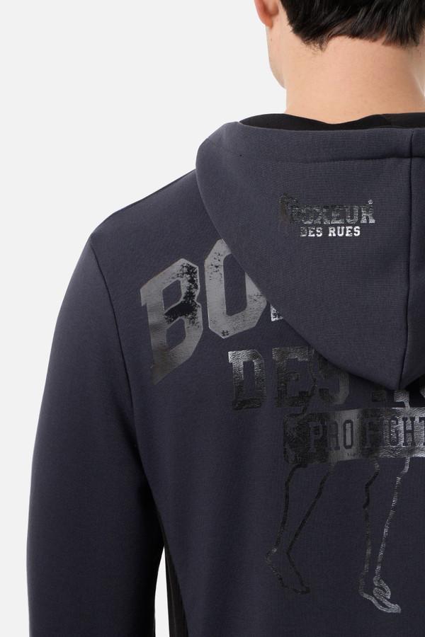 Felpa Logo Anthracite-Titanium Con Cappuccio E Zip