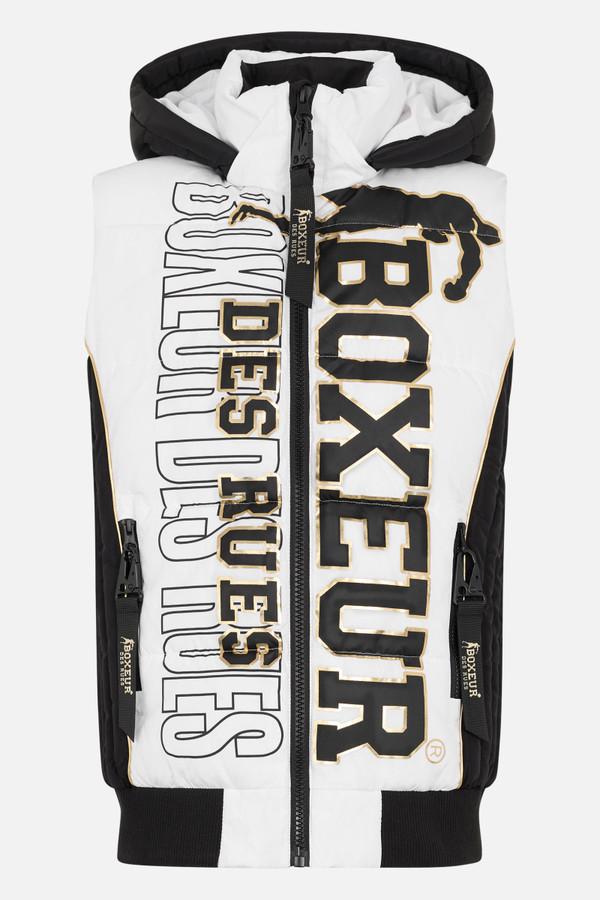 Gilet Bianco Imbottito Logato Con Dettagli Oro