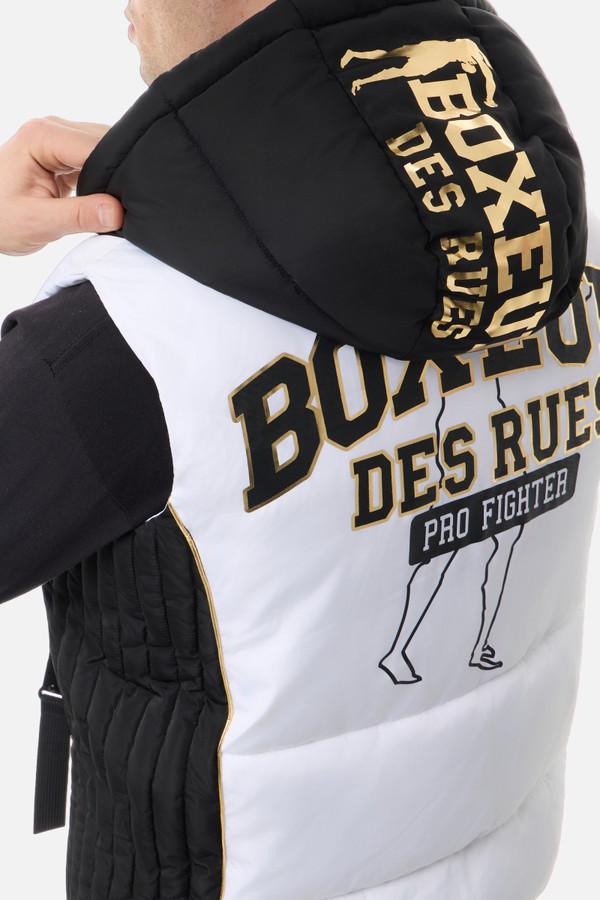 Gilet Bianco Imbottito Logato Con Dettagli Oro