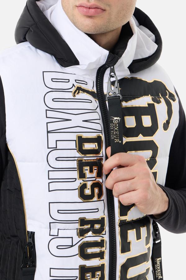 Gilet Bianco Imbottito Logato Con Dettagli Oro