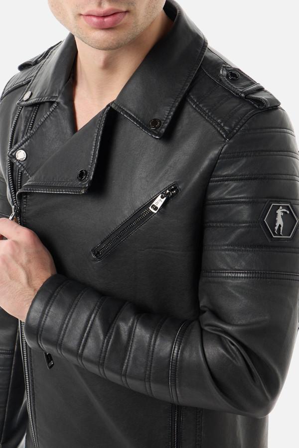 Giacca Biker Nera In Ecopelle Vintage