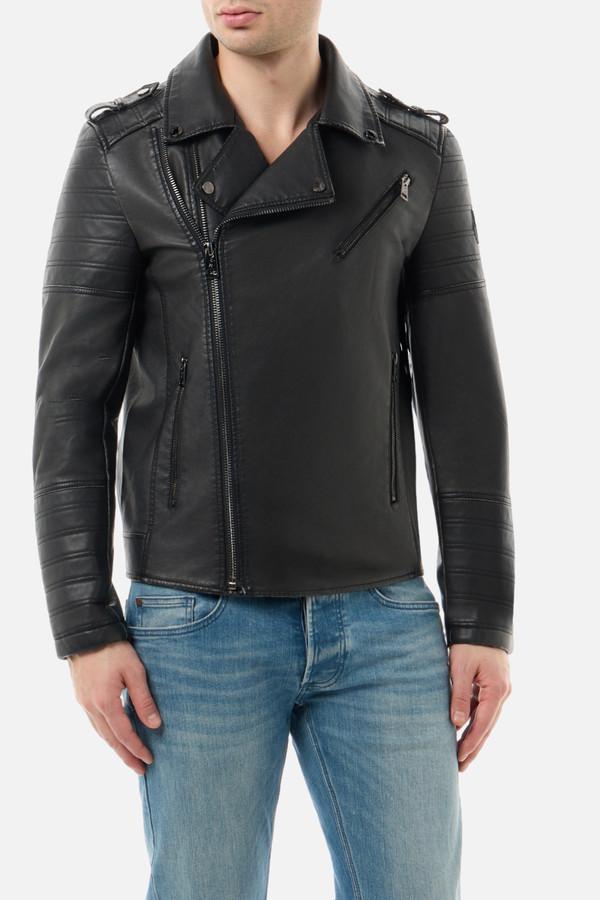Giacca Biker Nera In Ecopelle Vintage