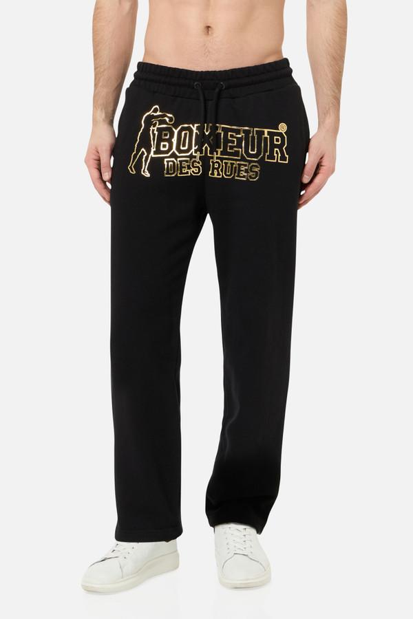 Pantalone Con Logo Frontale Black-Gold