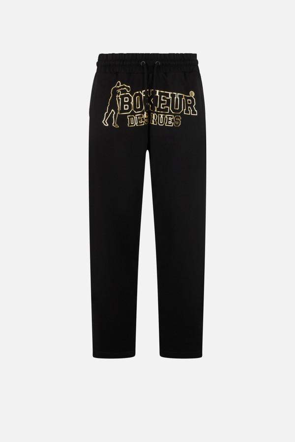 Pantalone Con Logo Frontale Black-Gold