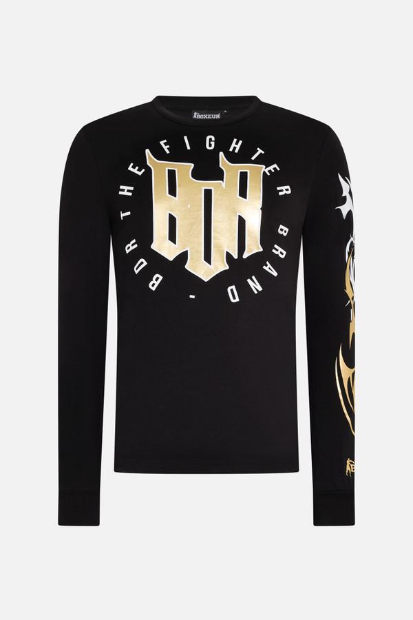T-Shirt A Manica Lunga Black-Gold