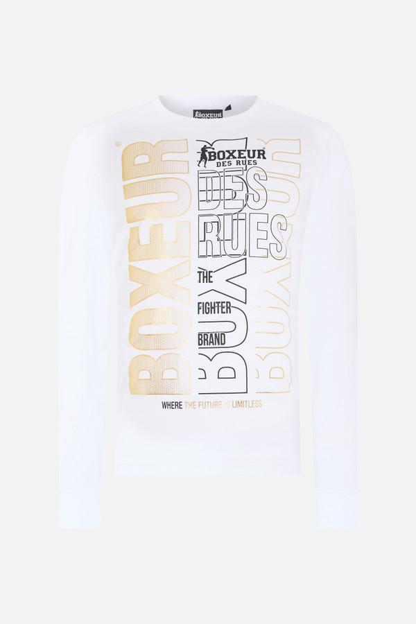 T-Shirt A Manica Lunga White-Gold