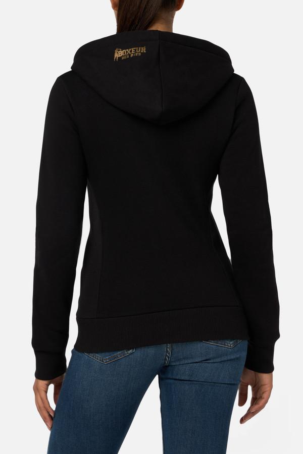 Felpa Logo Nera Con Cappuccio E Zip