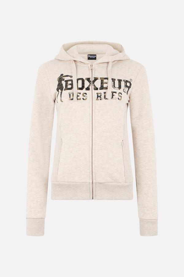 Felpa Logo Sandstone Con Cappuccio E Zip