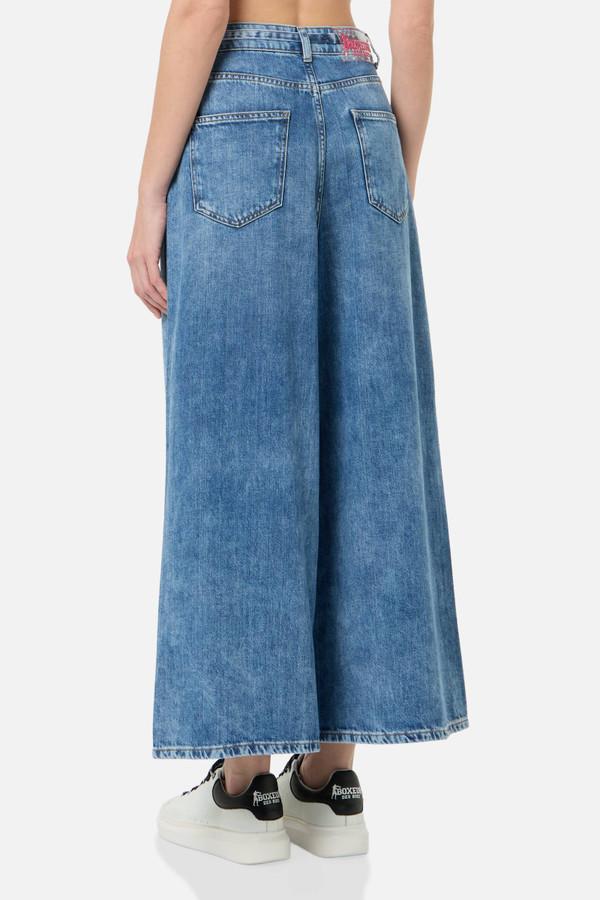 Jeans Cropped A Palazzo Mid Blue