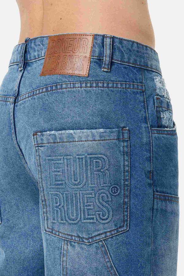 Double Knee Carpenter Jeans Corto Medium Blue