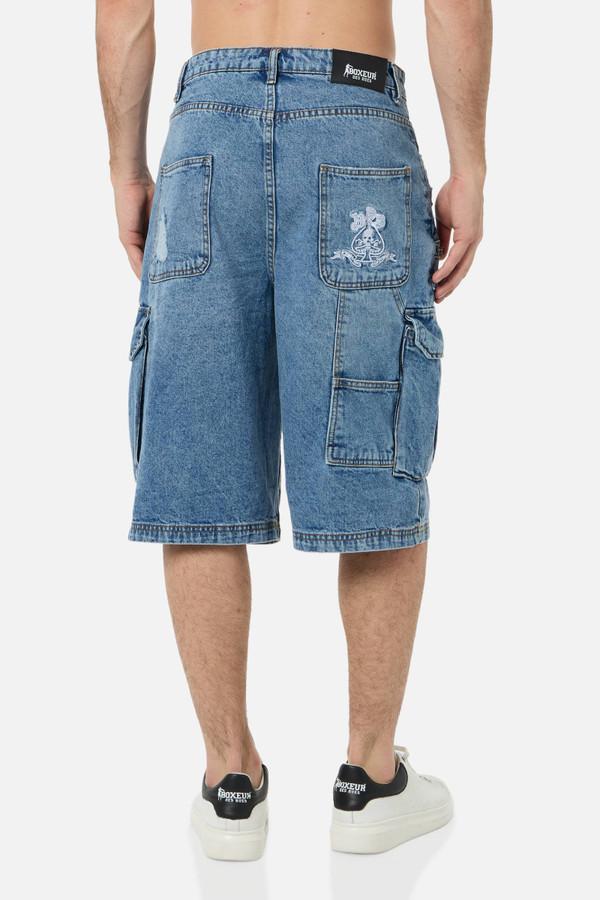 Pantaloncini Jeans Cargo Mid Blue