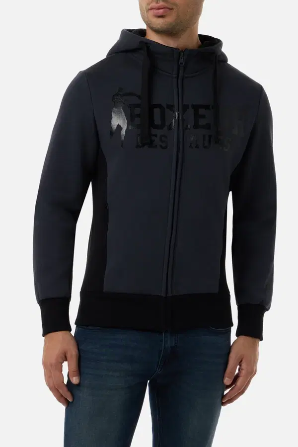 Felpa Logo Anthracite Con Cappuccio E Zip
