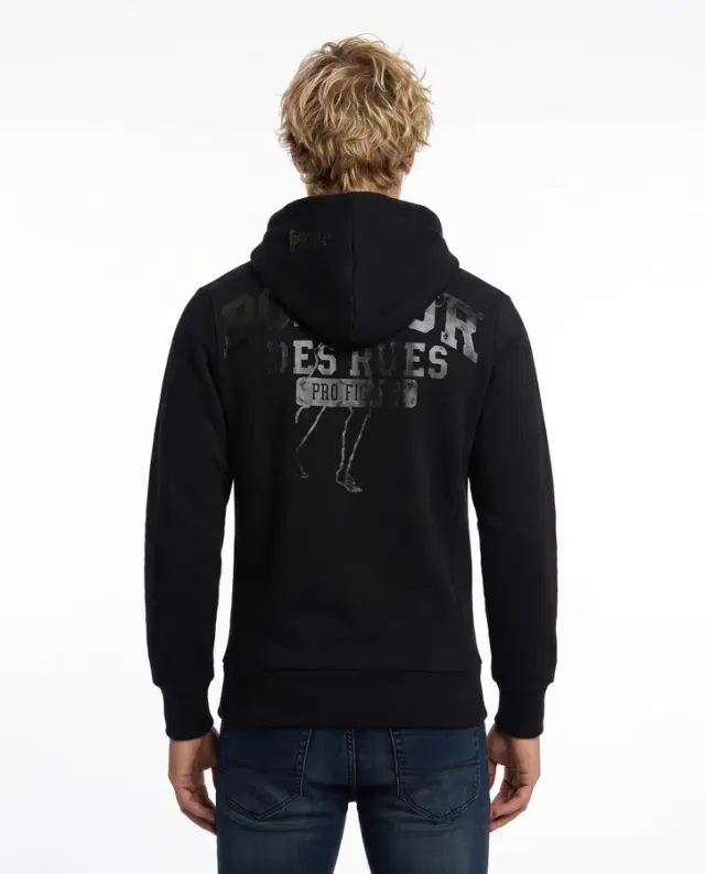 Felpa Logo Nera e Titanio Con Cappuccio E Zip