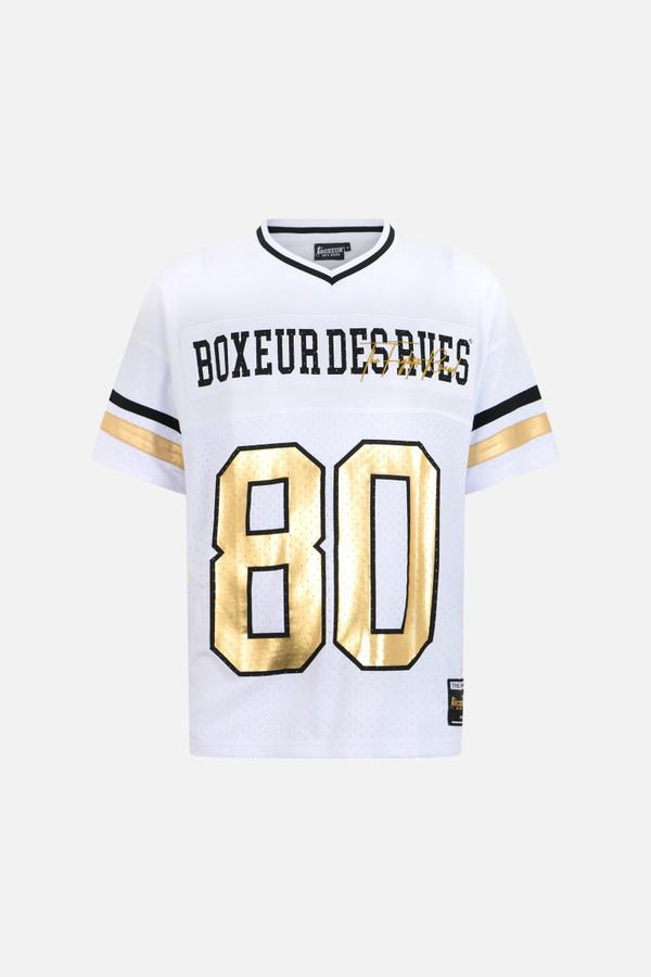 T-Shirt Bianca In Mesh White-Gold